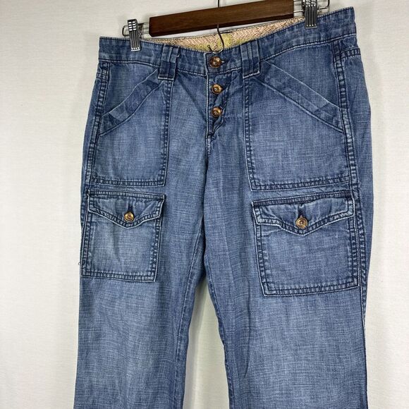 Rich & Skinny Jeans Womens 28 Blue Bootcut Mid Rise Denim Button Fly Flap Pocket - Picture 10 of 13